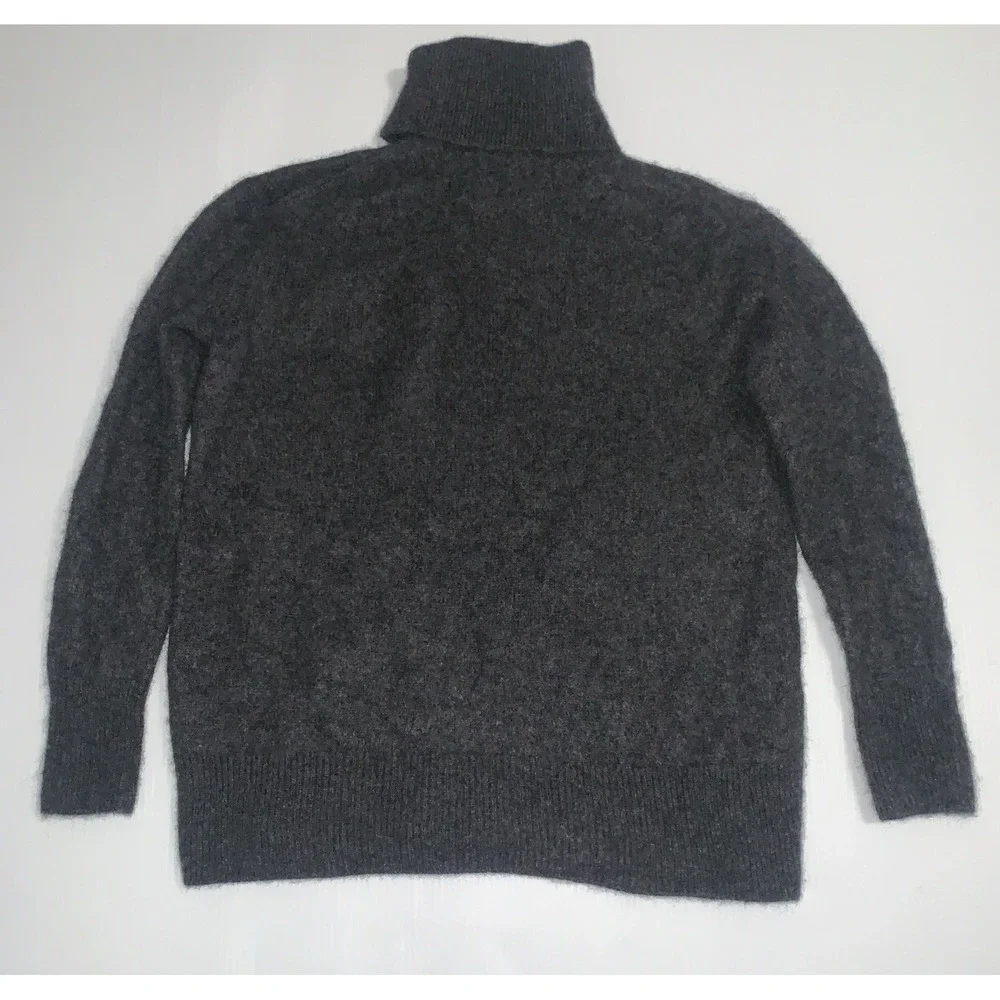 Chicos Size 3 Sweater 100% Cashmere Turtleneck Long Sleeve Grey Womens XL Preppy